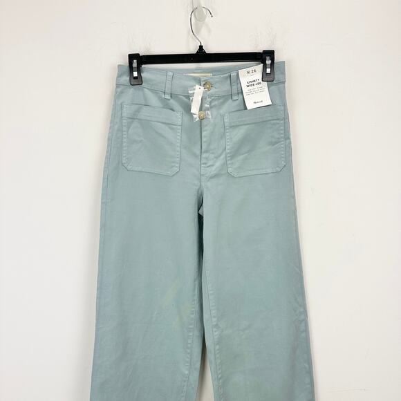 Madewell The Emmett Wide Leg Pant Patch Pocket Blue Horizon High Rise US 26 NWT - Picture 8 of 16